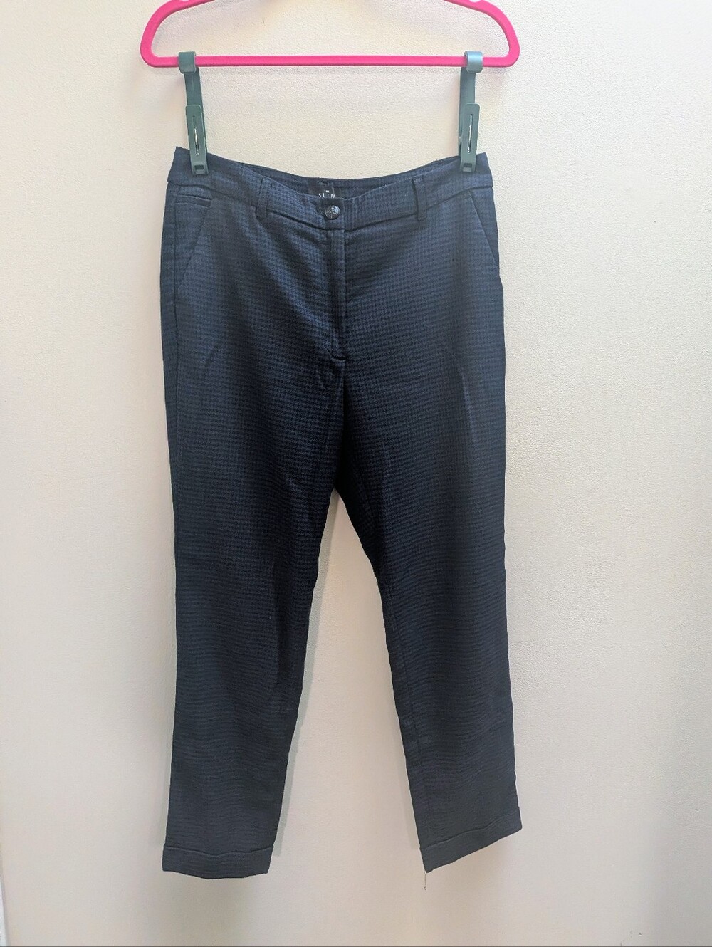White House Black Market navy and black textured ankle pants